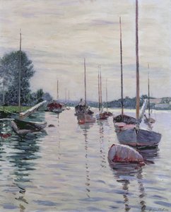 セーヌ川に停泊する船 作： Gustave Caillebotte